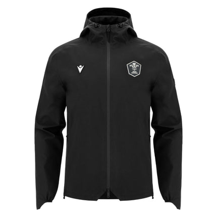 2026-2027 Wales WRU Rugby Ath Waterproof Jacket (Black) |Product - Jackets | Macron | Absolute Rugby
