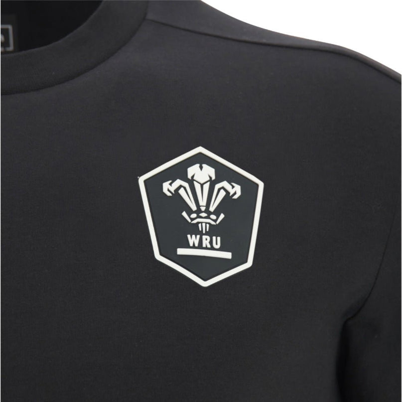 2026-2027 Wales WRU Rugby Athleisure Travel Shirt (Black) |Product - T-Shirt | Macron | Absolute Rugby