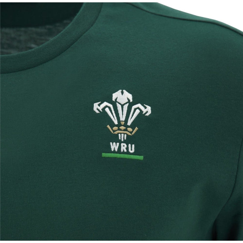 2026-2027 Wales WRU Rugby Cotton Travel Tee (Green) |Product - T-Shirt | Macron | Absolute Rugby