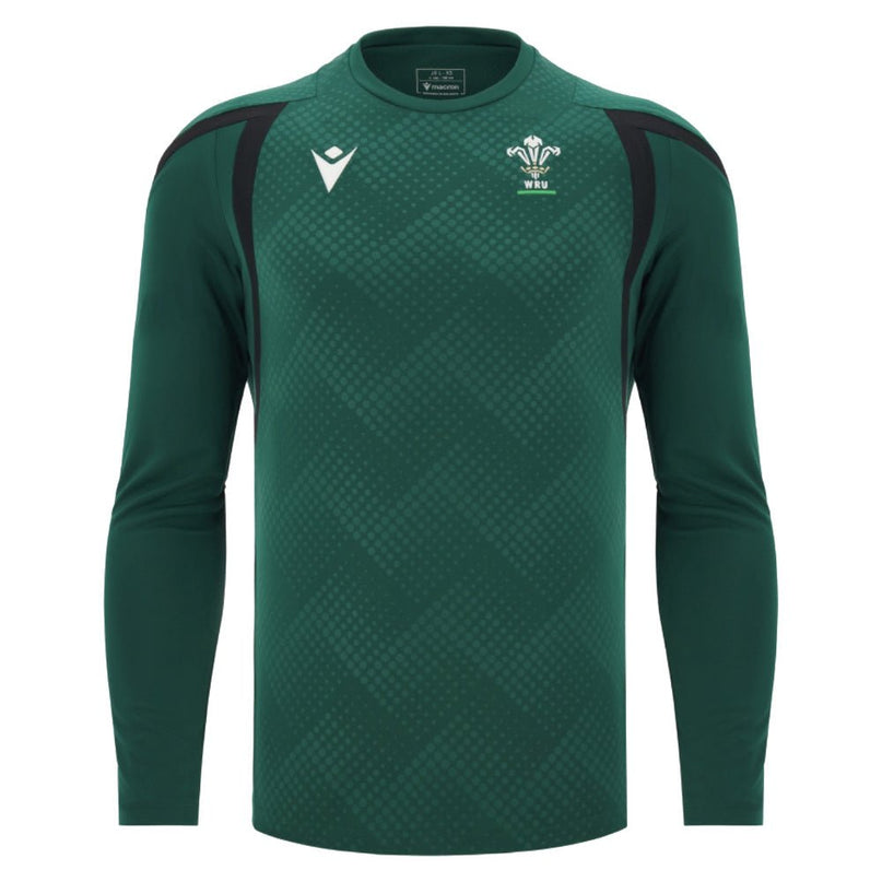 2026-2027 Wales WRU Rugby LS Training Jersey (Green) - Kids |Product - Training Shirts | Macron | Absolute Rugby