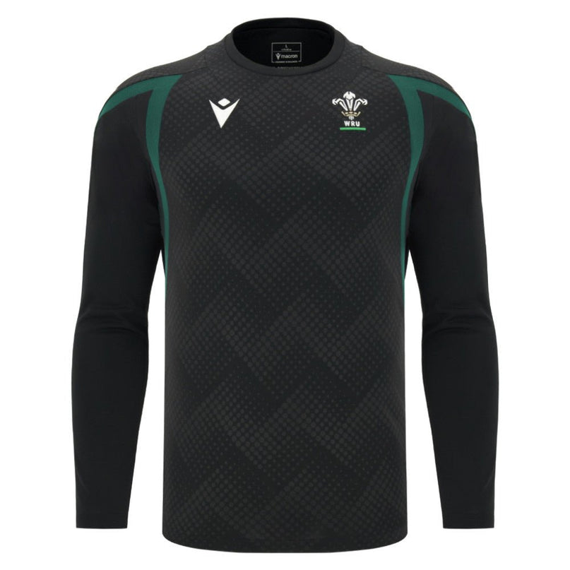 2026-2027 Wales WRU Rugby LS Training Shirt (Black) |Product - Training Shirts | Macron | Absolute Rugby