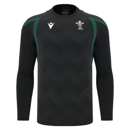 2026-2027 Wales WRU Rugby LS Training Shirt (Black) |Product - Training Shirts | Macron | Absolute Rugby