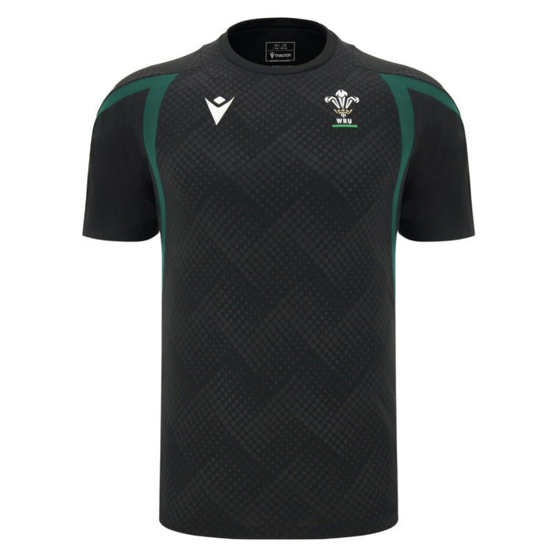 2026-2027 Wales WRU Rugby Player Training Shirt (Black) - Kids |Product - Training Shirts | Macron | Absolute Rugby