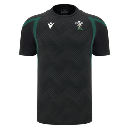 2026-2027 Wales WRU Rugby Player Training Shirt (Black) - Kids |Product - Training Shirts | Macron | Absolute Rugby