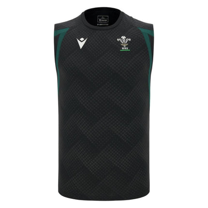 2026-2027 Wales WRU Rugby Sleeveless Training Vest (Black) |Product - Training Shirts | Macron | Absolute Rugby