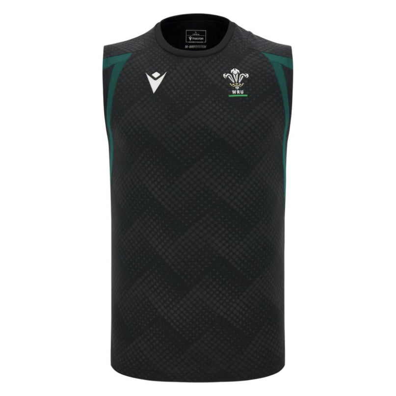 2026-2027 Wales WRU Rugby Sleeveless Training Vest (Black) |Product - Training Shirts | Macron | Absolute Rugby