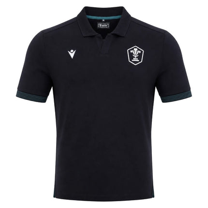 2026-2027 Wales WRU Rugby Travel Cotton Polo (Black) - Kids |Product - Polo Shirts | Macron | Absolute Rugby