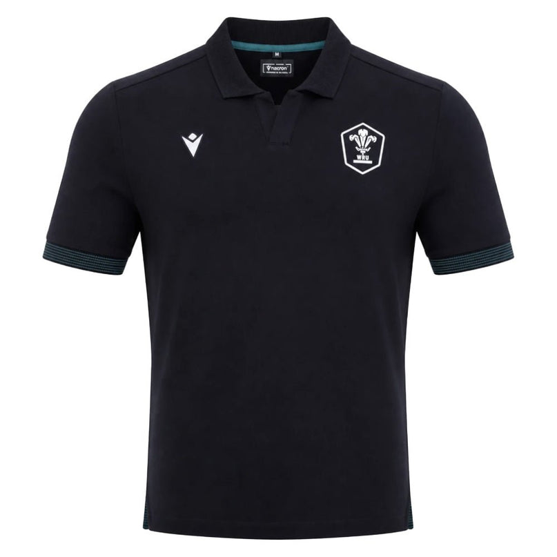 2026-2027 Wales WRU Rugby Travel Cotton Polo (Black) - Kids |Product - Polo Shirts | Macron | Absolute Rugby