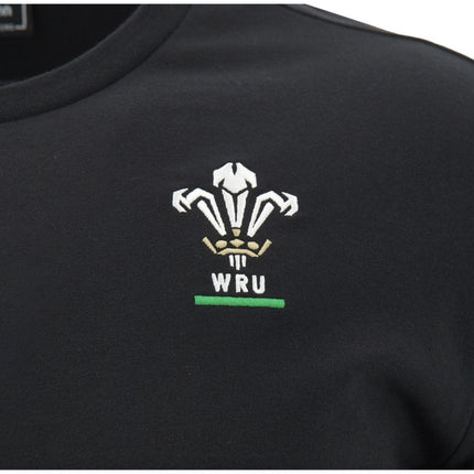 2026-2027 Wales WRU Rugby Travel Cotton T-Shirt (Black) |Product - T-Shirt | Macron | Absolute Rugby