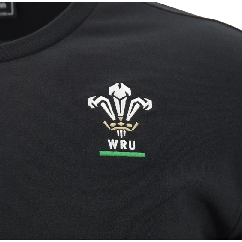2026-2027 Wales WRU Rugby Travel Cotton T-Shirt (Black) |Product - T-Shirt | Macron | Absolute Rugby