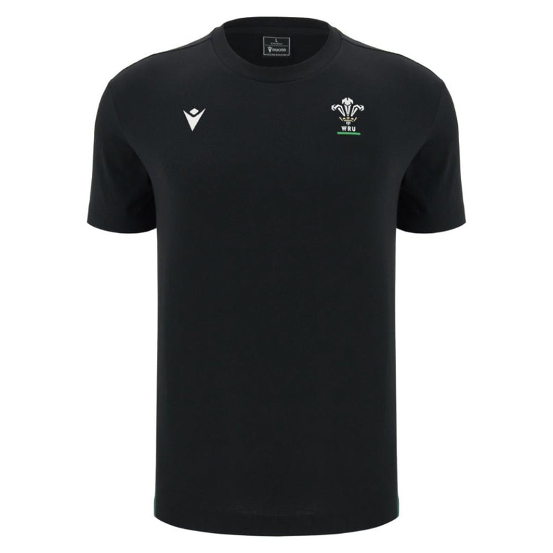 2026-2027 Wales WRU Rugby Travel Cotton T-Shirt (Black) |Product - T-Shirt | Macron | Absolute Rugby
