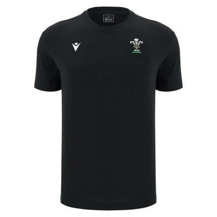 2026-2027 Wales WRU Rugby Travel Cotton T-Shirt (Black) |Product - T-Shirt | Macron | Absolute Rugby
