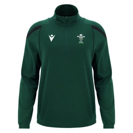2026-2027 Wales WRU Rugby Travel Fleece 1/4 Zip (Green) |Product - Training Tops | Macron | Absolute Rugby