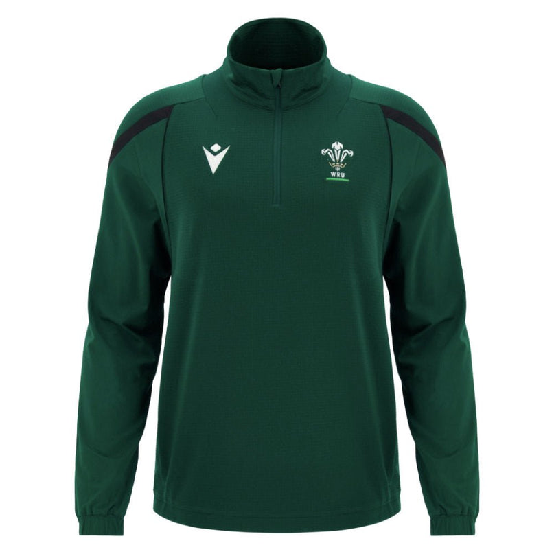 2026-2027 Wales WRU Rugby Travel Fleece 1/4 Zip (Green) |Product - Training Tops | Macron | Absolute Rugby