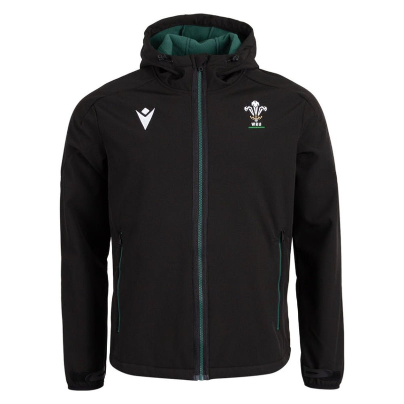 2026-2027 Wales WRU Rugby Travel Softshell Jacket (Black) |Product - Jackets | Macron | Absolute Rugby