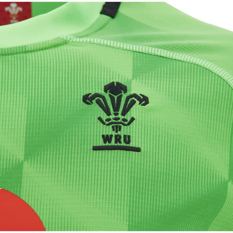 2026-2027 Wales WRU Training Rugby Shirt (Neon Green) |Product - Training Shirts | Macron | Absolute Rugby