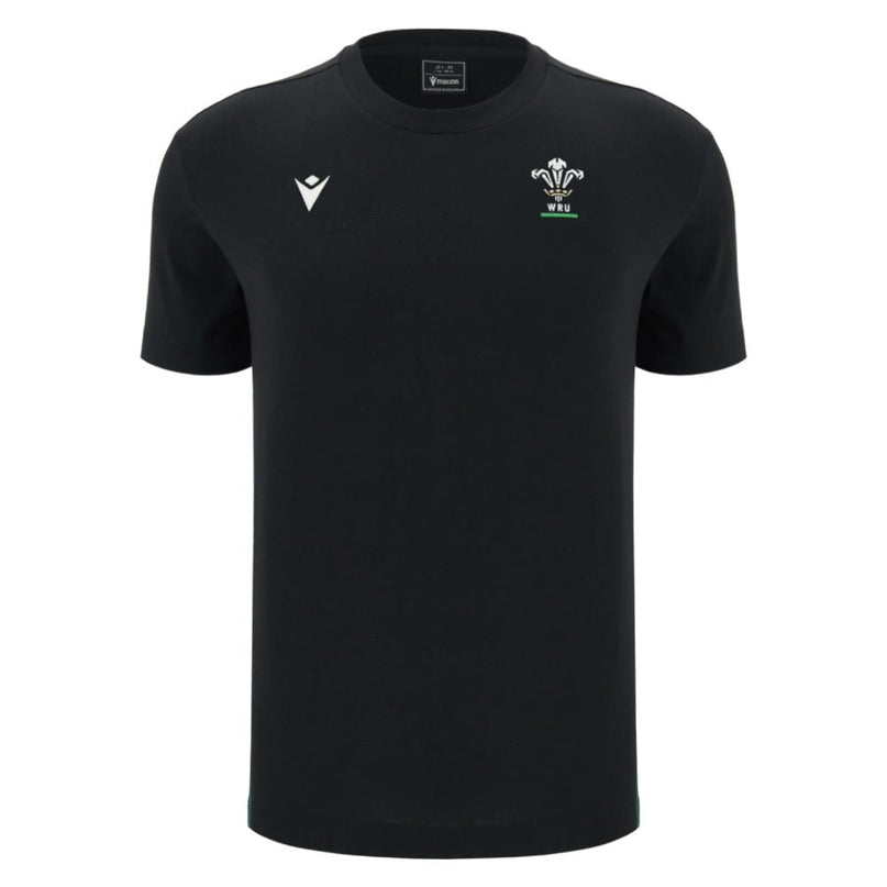2026-2027 Wales WRU Travel Cotton T-Shirt (Black) - Kids |Product - T-Shirt | Macron | Absolute Rugby