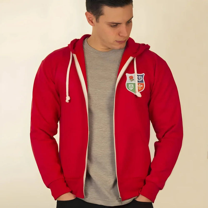 British & Irish Lions 1970s Vintage Rugby Zipped Hoodie Red |Product - General | Toffs | Absolute Rugby