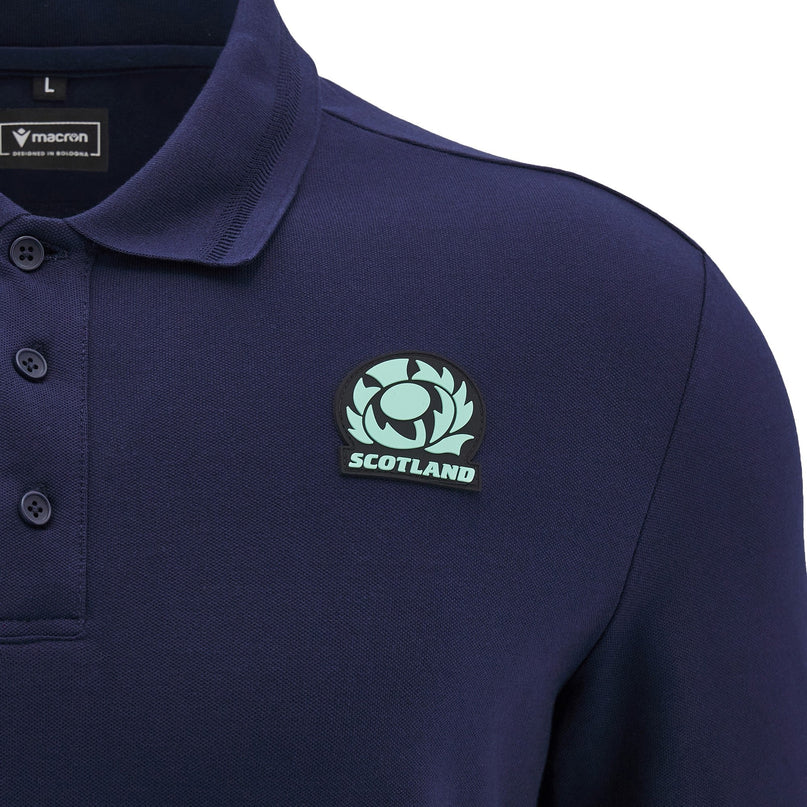 Macron Mens Scotland Rugby Travel Polo 24/25 |Polo Shirt | Macron SRU 24/25 | Absolute Rugby