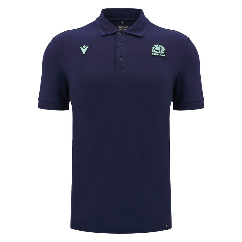 Macron Mens Scotland Rugby Travel Polo 24/25 |Polo Shirt | Macron SRU 24/25 | Absolute Rugby