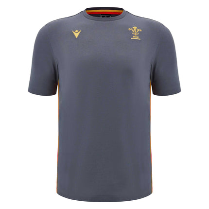 Macron Mens Wales Rugby Cotton T - Shirt 24/25 - Grey |T - Shirt | Macron WRU 24/25 | Absolute Rugby