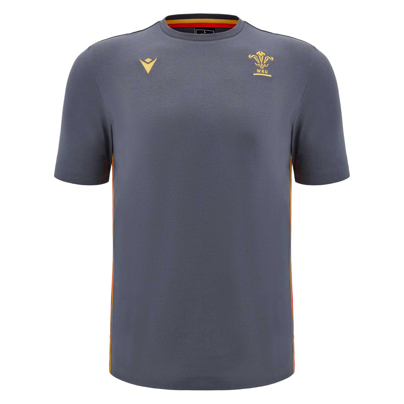 Macron Mens Wales Rugby Cotton T - Shirt 24/25 - Grey |T - Shirt | Macron WRU 24/25 | Absolute Rugby