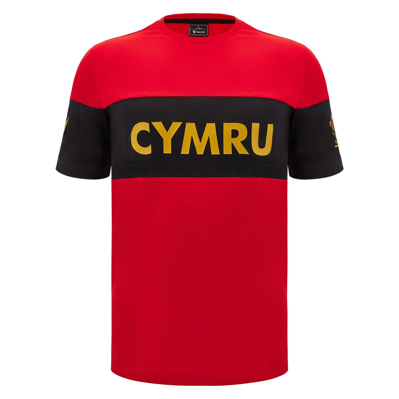 Macron Mens Wales Rugby Leisure T - Shirt 24/25 |T - Shirt | Macron WRU 24/25 | Absolute Rugby