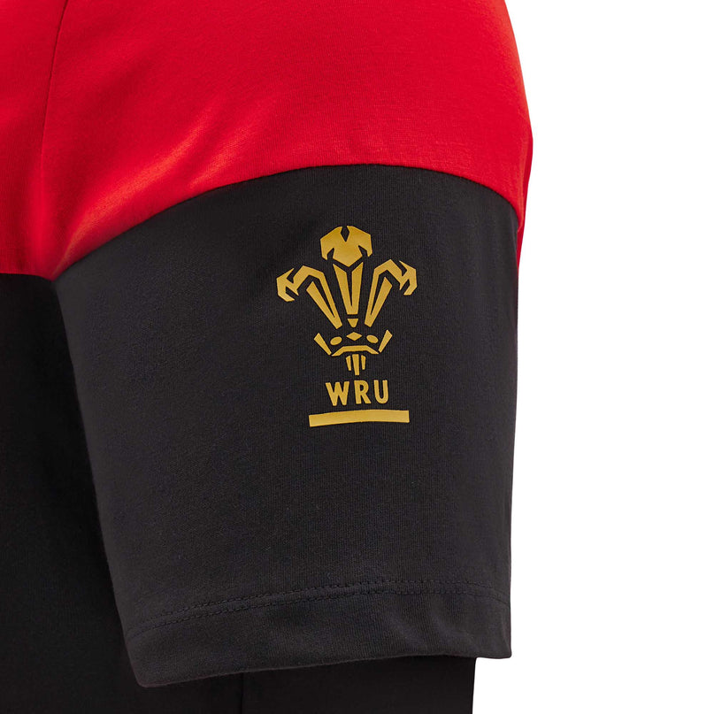 Macron Mens Wales Rugby Leisure T - Shirt 24/25 |T - Shirt | Macron WRU 24/25 | Absolute Rugby