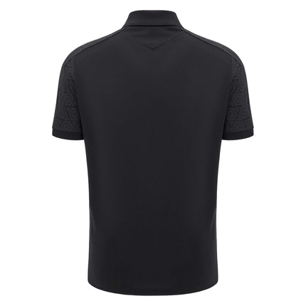 Macron Mens Wales Rugby Poly Polo 24/25 - Black |Polo Shirt | Macron WRU 24/25 | Absolute Rugby