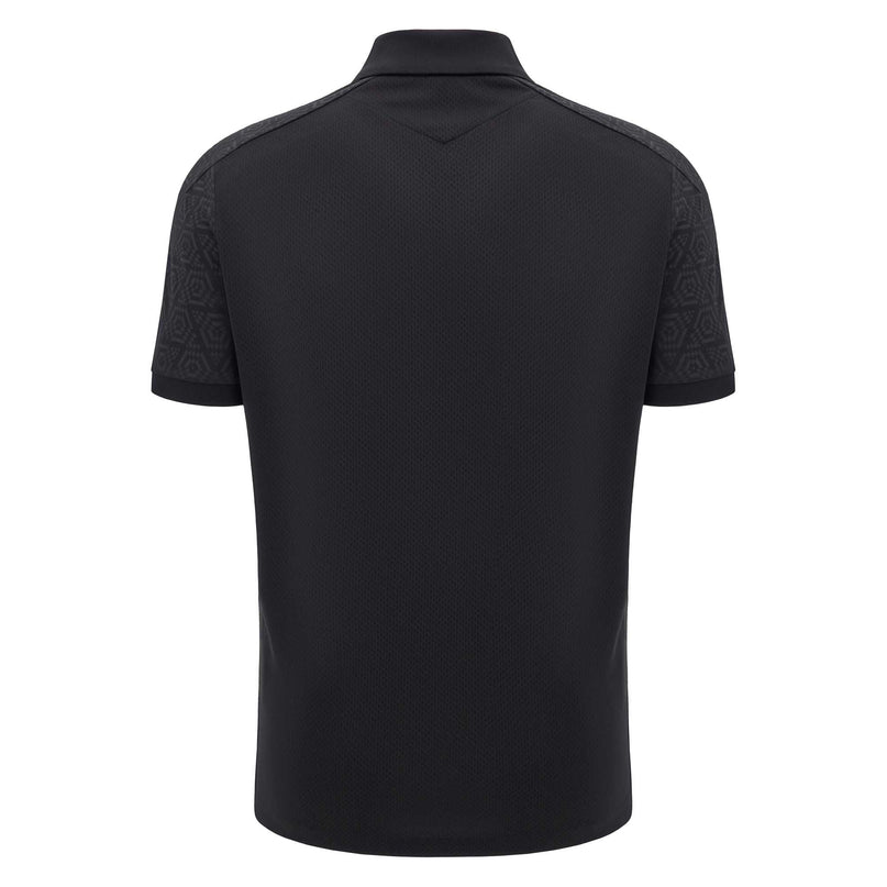 Macron Mens Wales Rugby Poly Polo 24/25 - Black |Polo Shirt | Macron WRU 24/25 | Absolute Rugby