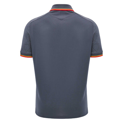 Macron Mens Wales Rugby Poly Polo 24/25 - Grey |Polo Shirt | Macron WRU 24/25 | Absolute Rugby