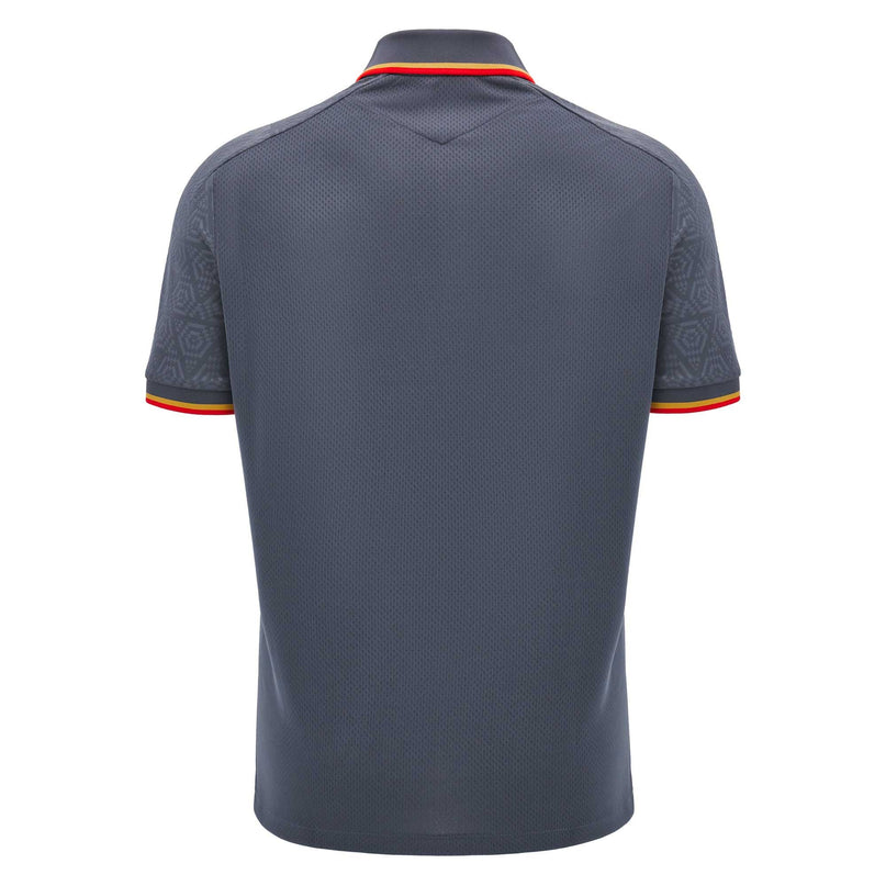 Macron Mens Wales Rugby Poly Polo 24/25 - Grey |Polo Shirt | Macron WRU 24/25 | Absolute Rugby