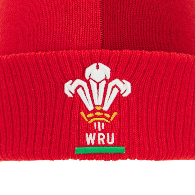 Macron Wales Rugby 25/26 Pom Pom Bobble Beanie |Hat | Macron WRU 25/26 | Absolute Rugby