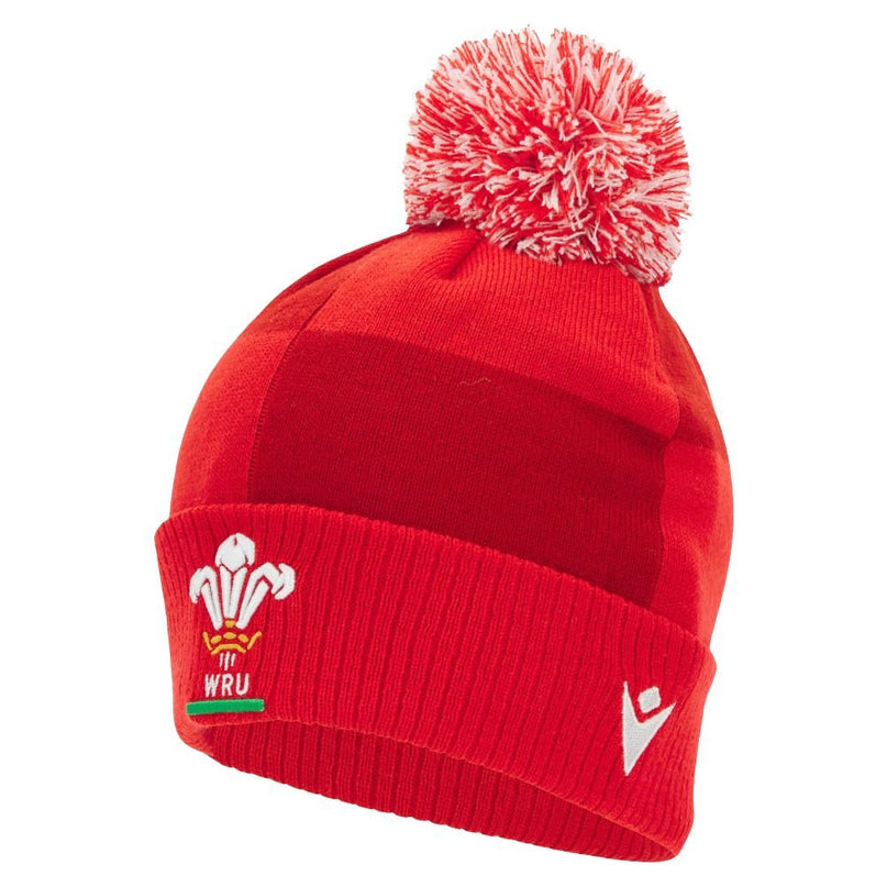 Macron Wales Rugby 25/26 Pom Pom Bobble Beanie |Hat | Macron WRU 25/26 | Absolute Rugby