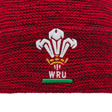 Macron Wales Rugby Bobble Beanie 24/25 - Red |Beanie | Macron WRU 24/25 | Absolute Rugby