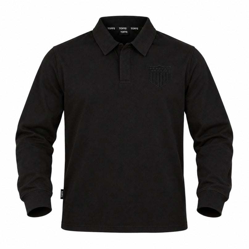 USA Blackout Badge Long Sleeve Vintage Rugby Shirt_0