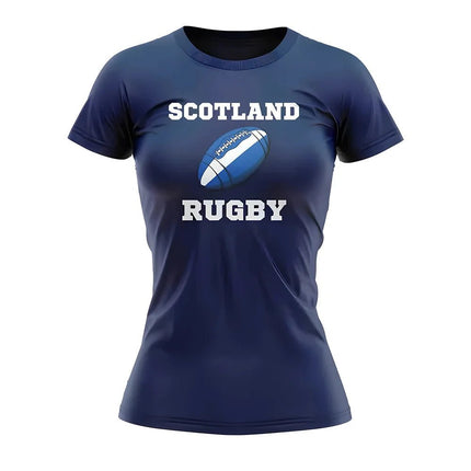 Scotland Rugby Ball T-Shirt (Navy) - Ladies |Product - Football Shirts | UKSoccershop | Absolute Rugby