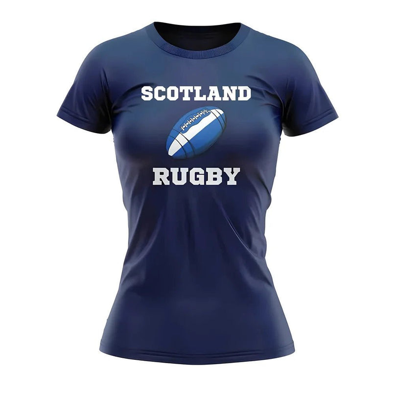Scotland Rugby Ball T-Shirt (Navy) - Ladies |Product - Football Shirts | UKSoccershop | Absolute Rugby