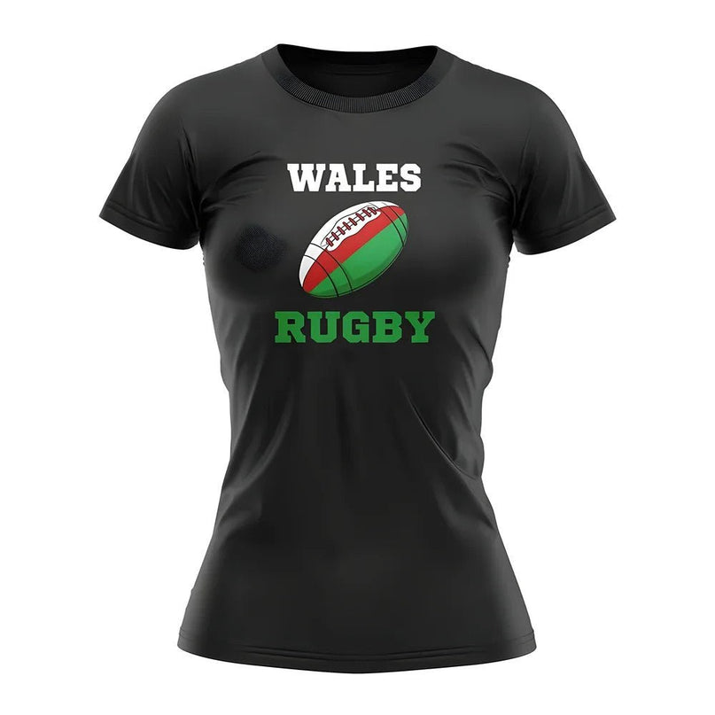 Wales Rugby Ball T-Shirt (Black) - Ladies |Product - Football Shirts | UKSoccershop | Absolute Rugby