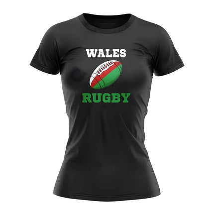 Wales Rugby Ball T-Shirt (Black) - Ladies |Product - Football Shirts | UKSoccershop | Absolute Rugby