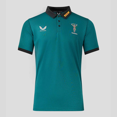 Castore Men's Harlequins Rugby Travel Polo Shirt 23/24 - Green |Polo Shirt | Castore Harlequins | Absolute Rugby