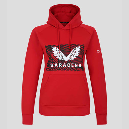 Castore Men's Saracens Rugby Overhead Logo Hoody 23/24 - Red |Hoody | Castore Saracens | Absolute Rugby