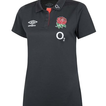 England Rugby Womens Poly Polo 21/22 - Black |Womens Polo Shirt | Umbro RFU | Absolute Rugby