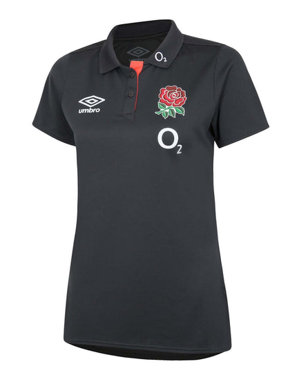 England Rugby Womens Poly Polo 21/22 - Black |Womens Polo Shirt | Umbro RFU | Absolute Rugby