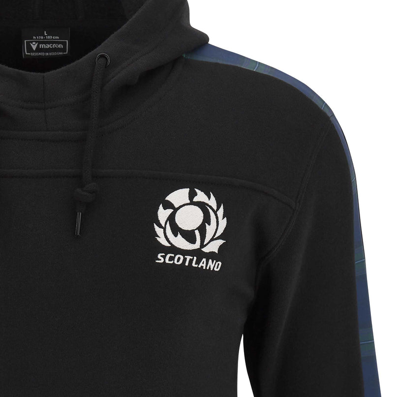 Macron Men's Scotland Rugby Travel Pullover Hoody 23/24 - Black |Hoody | SRU Macron 23/24 | Absolute Rugby