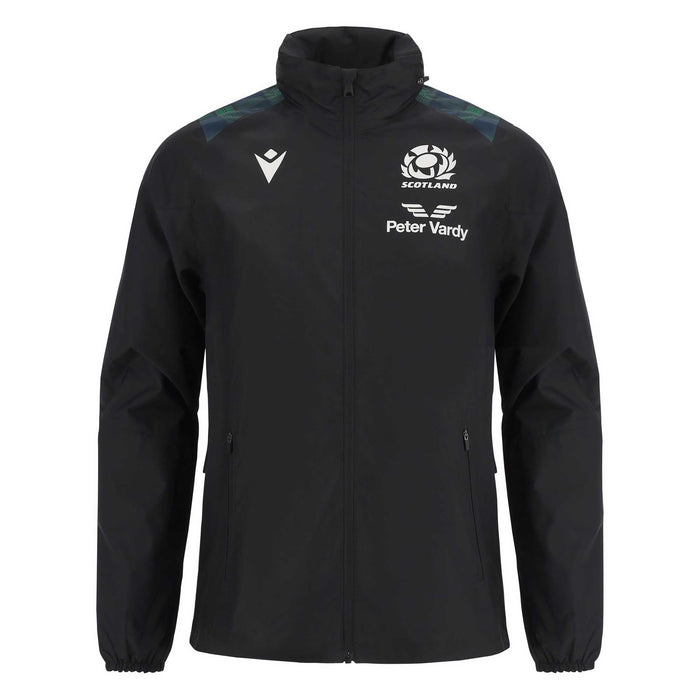 Macron Men's Scotland Rugby Waterproof Jacket 23/24 - Black | | SRU Macron 23/24 | Absolute Rugby