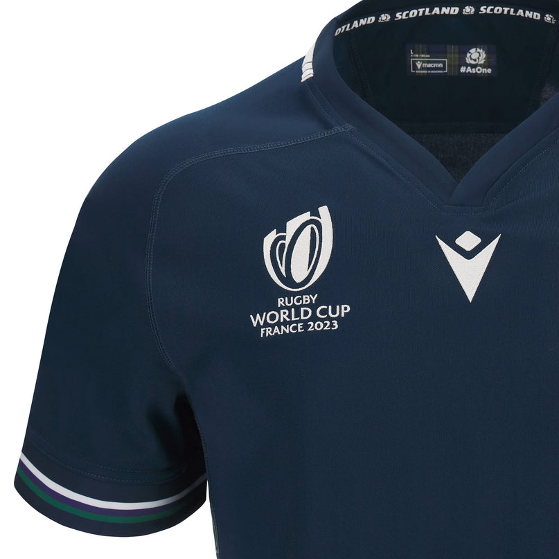 Macron Men's Scotland Rugby World Cup 2023 Home Replica Jersey - Navy |RWC2023 Replica Shirt | SRU Macron RWC2023 | Absolute Rugby