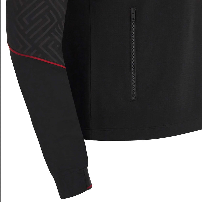 Macron Men's Wales Rugby 3D Travel Fleece 23/24 - Black |Outerwear | WRU Macron 23/24 | Absolute Rugby