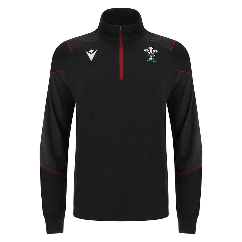 Macron Men's Wales Rugby 3D Travel Fleece 23/24 - Black |Outerwear | WRU Macron 23/24 | Absolute Rugby