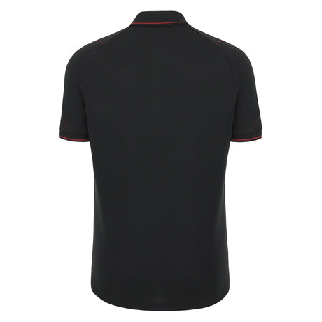 Macron Men's Wales Rugby Travel Poly Polo Shirt 23/24 - Black |Polo Shirt | WRU Macron 23/24 | Absolute Rugby